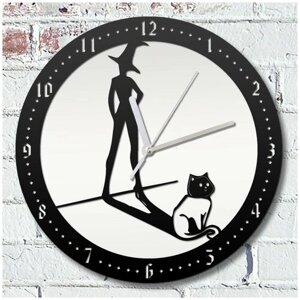 Настенные часы хэллоуин (Джек, ведьма, Halloween, котик) - 656