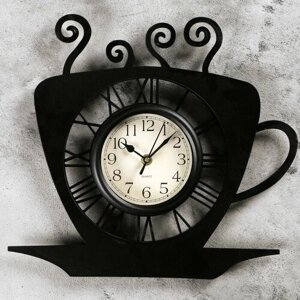 Настенные часы, "Кофейная чашка", 31 х 33 см, черные