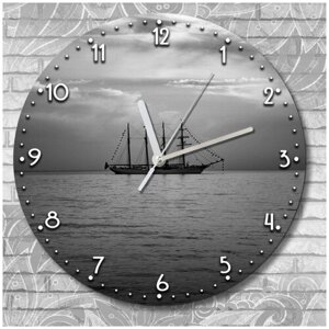 Настенные часы УФ пейзаж (корабль, ship, море, океан, вода, плавание, путешествия, красивый пейзаж) - 2149
