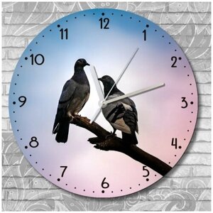 Настенные часы УФ животные птицы голуби - 3074