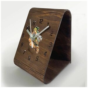 Настольные часы из дерева, цвет венге, яркий рисунок аниме джоджо - 157