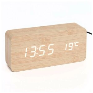Настольные электронные часы "Цифра-Т", термометр, белая индикация 7533426