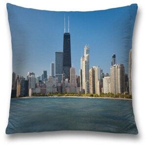 Наволочка декоративная JoyArty "Панорама Чикаго" чехол на молнии, 45х45 см