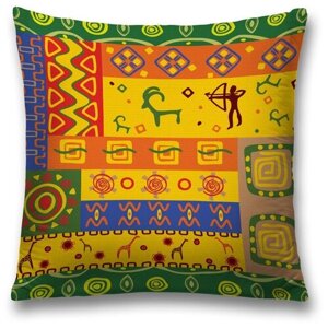 Наволочка декоративная на молнии, чехол на подушку JoyArty "Африка в рисунках" 45х45 см