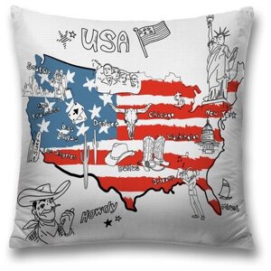 Наволочка декоративная на молнии, чехол на подушку JoyArty "Американское государство" 45х45 см