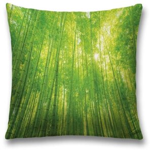 Наволочка декоративная на молнии, чехол на подушку JoyArty "Бескрайний бамбуковый лес" 45х45 см