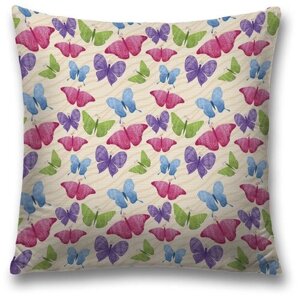 Наволочка декоративная на молнии, чехол на подушку JoyArty "Цветные бабочки" 45х45 см