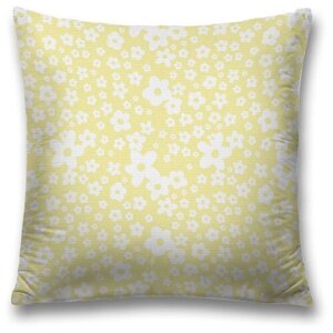 Наволочка декоративная на молнии, чехол на подушку JoyArty "Цветы на желтом фоне" 45х45 см