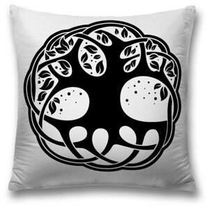 Наволочка декоративная на молнии, чехол на подушку JoyArty "Дерево в символе" 45х45 см