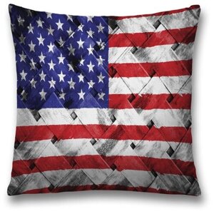 Наволочка декоративная на молнии, чехол на подушку JoyArty "Флаг США на переплете" 45х45 см