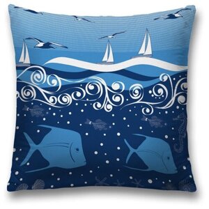 Наволочка декоративная на молнии, чехол на подушку JoyArty "Морское изображение" 45х45 см