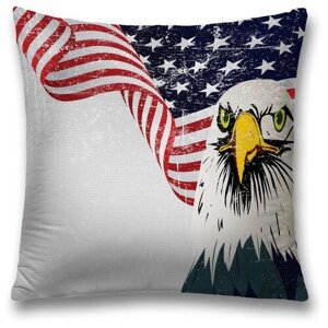 Наволочка декоративная на молнии, чехол на подушку JoyArty "Орел с американским флагом" 45х45 см