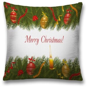 Наволочка декоративная на молнии, чехол на подушку JoyArty "Рождественская открытка" 45х45 см