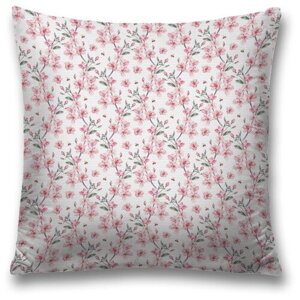 Наволочка декоративная на молнии, чехол на подушку JoyArty "Розовые цветы" 45х45 см