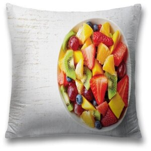 Наволочка декоративная на молнии, чехол на подушку JoyArty "Салат из свежих фруктов" 45х45 см