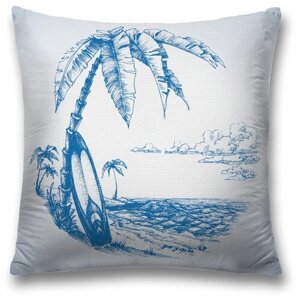 Наволочка декоративная на молнии, чехол на подушку JoyArty "Серф в тени от пальмы" 45х45 см