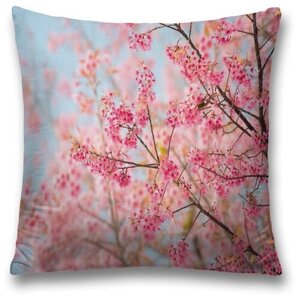 Наволочка декоративная на молнии, чехол на подушку JoyArty "Весеннее цветущее дерево" 45х45 см