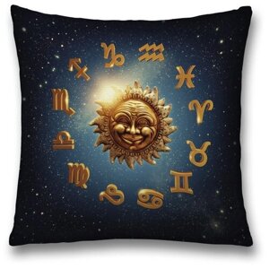 Наволочка декоративная на молнии, чехол на подушку JoyArty "Золотой гороскоп" 45х45 см