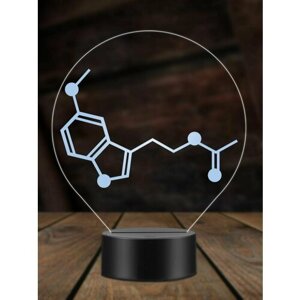 Ночник Мелатонин Молекула, ночная лампа, 3Д светильник, химическая формула