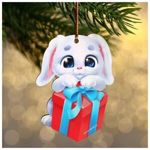 Новогодняя подвеска «Зайка с подарком»