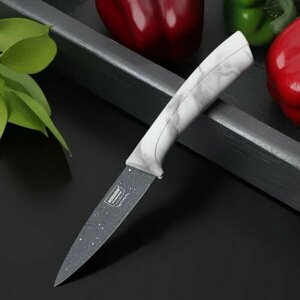 Нож овощной "Мрамор", лезвие 9 см, цвет белый