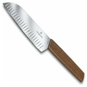 Нож Victorinox сантоку, лезвие 17 см рифленое, дерево
