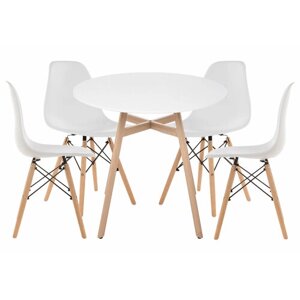 Обеденная группа KAPIOVI GANORA 80, белый стол, белые стулья