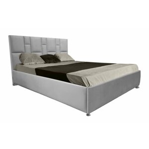 Односпальная кровать Манхэттен 120x200 основание металлическое с ламелями велюр серый ножки 5 см