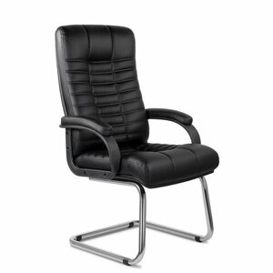 Офисный стул руководителя UTFC атлант В/П пластик-люкс 727 хром К01 (Черный)