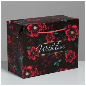 Пакет коробка With love, 23 x 18 x 11 см