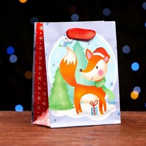 Пакет ламинированный «Новогодняя лисичка» 11,5 х 14,5 х 6 см