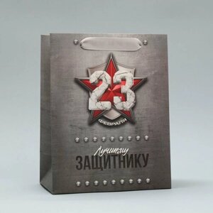 Пакет подарочный ламинированный вертикальный, упаковка, «Защитнику», ML 23 х 27 х 11.5 см (комплект из 20 шт)