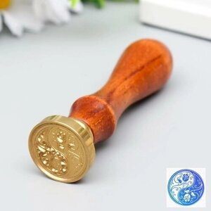 Печать для сургуча с деревянной ручкой Инь-ян - розы 9х3х3 см