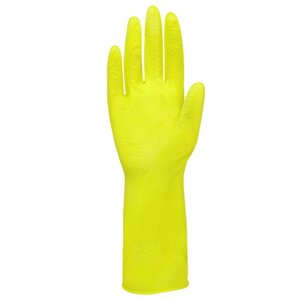 Перчатки Хозяюшка Мила хозяйственные латексные, 1 пара, размер M, цвет желтый