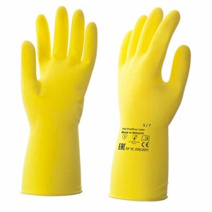 Перчатки латексные КЩС прочные хлопковое напыление размер 7 S малый желтые HQ Profiline 73581 1 шт