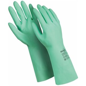 Перчатки латексные MANIPULA Контакт L-F-02 хлопчатобумажное напыление, размер 10-10,5 (XL), зеленые, комплект 6 упаковок