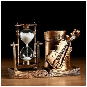 Песочные часы - Скрипка, сувенирные, с карандашницей, 17 х 8 х 13 см, 1 шт.