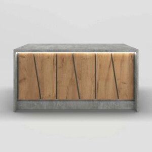 Письменный Стол 3D Цемент Светлый + Дуб Вотан, 1500х600х750, С Подсветкой RGB