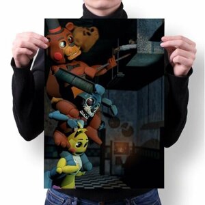 Плакат 5 Ночей с Фредди, Five Nights at Freddy"s, фнаф, Аниматроники №57, А1