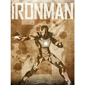 Плакат, постер на холсте Iron Man/Железный человек/комиксы/мультфильмы. Размер 21 х 30 см