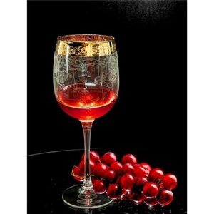 Подарочный набор бокалов для вина с алмазной гравировкой PROMSIZ Нежность, 420 мл, 2 шт.