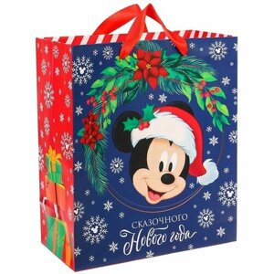 Подарочный пакет Disney "С Новым годом", Микки Маус и его друзья, ламинат, вертикальный, 18х23х11,5 см