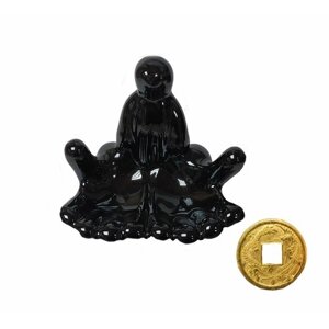 Подставка-статуэтка под украшения, ключи, мелочь "Ладошки" черная + монета "Денежный талисман"