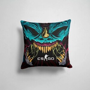 Подушка декоративная 45х45см девушка / Counter Strike / Геймерам / CS GO hyper beast skin