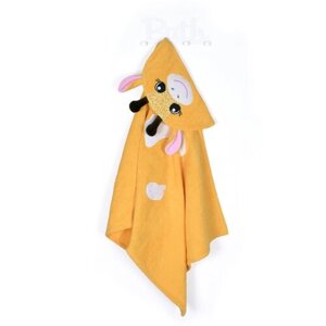Полотенце банное с капюшоном Fluffy Bunny Жираф, цвет Желтый, Размер 122Х68см, 100% хлопок, 380гр/м2