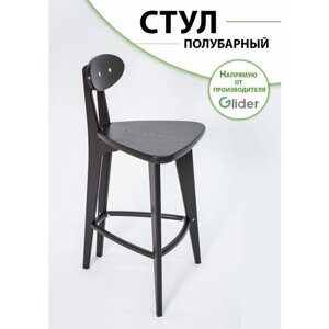 Полубарный стул Glider деревянный со спинкой 4 прямые ножки кухонный, цвет черный венге