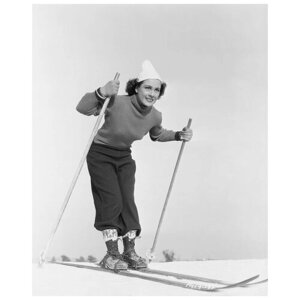 Постер на холсте Девушка на лыжах (The girl on skis) 50см. x 62см.