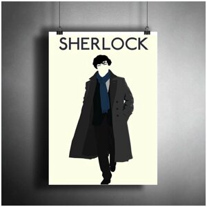 Постер плакат для интерьера "Сериал: Шерлок. The Sherlock. Актёр Бенедикт Камбербэтч"Декор дома, офиса, комнаты, квартиры A3 (297 x 420 мм)