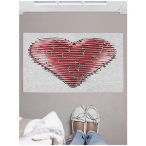 Придверный коврик в прихожую JoyArty "Неприступное сердце" для обуви, на резиновой основе, 75x45 см