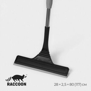 Raccoon Окномойка с насадкой из микрофибры Raccoon, гибкая, стальная телескопическая ручка, 282,580(117) см, цвет чёрный